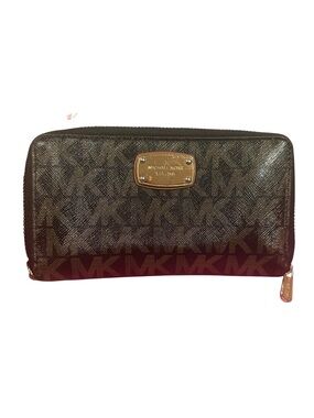 Michael Kors Jet Set Continental Wallet MK Signature Black Brown